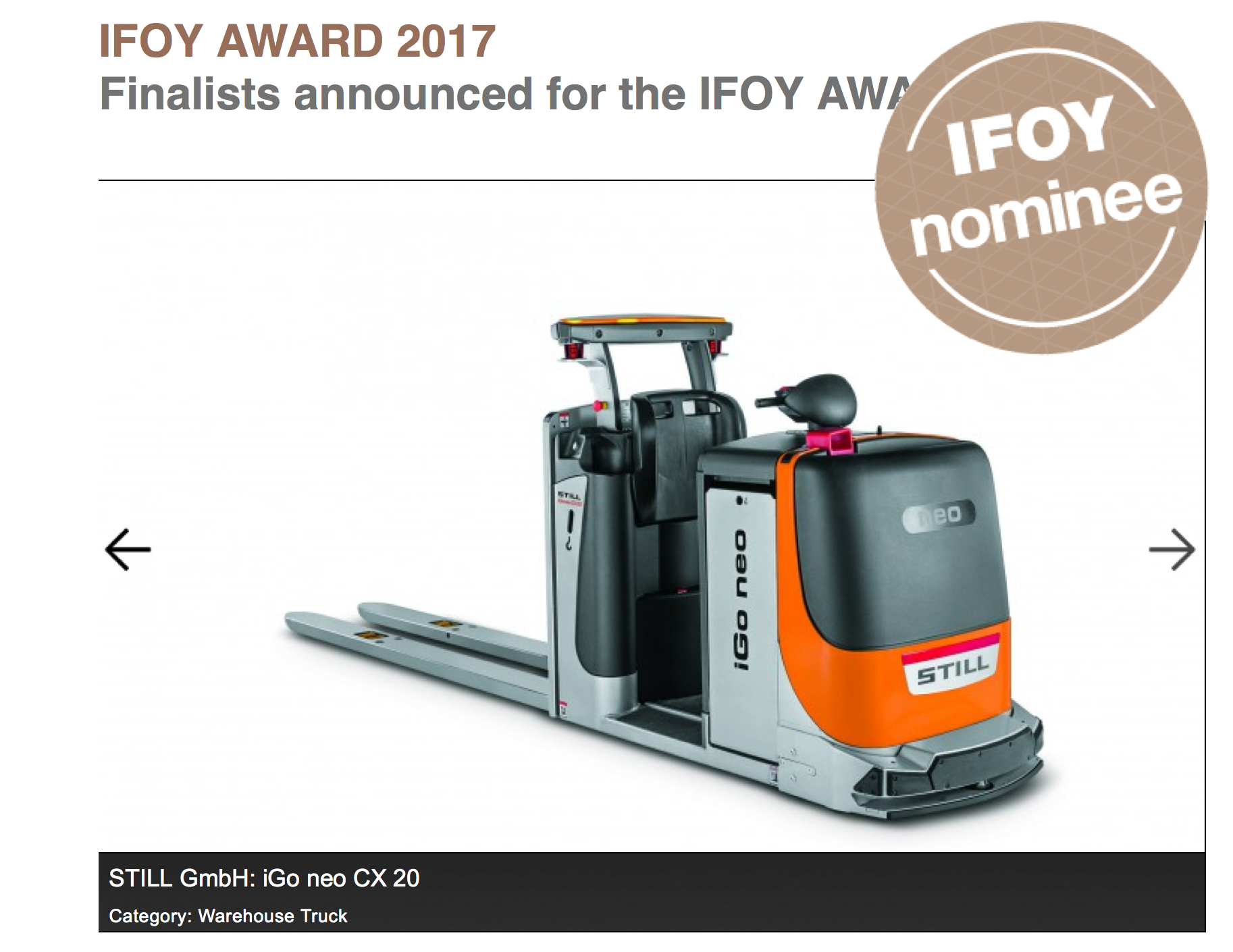 forklift awards